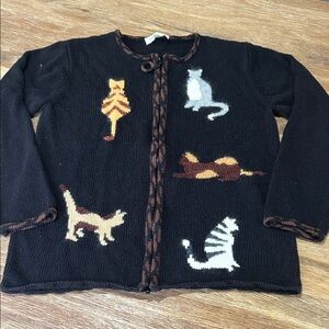 Black Cat Patterned Cardigan coldwater